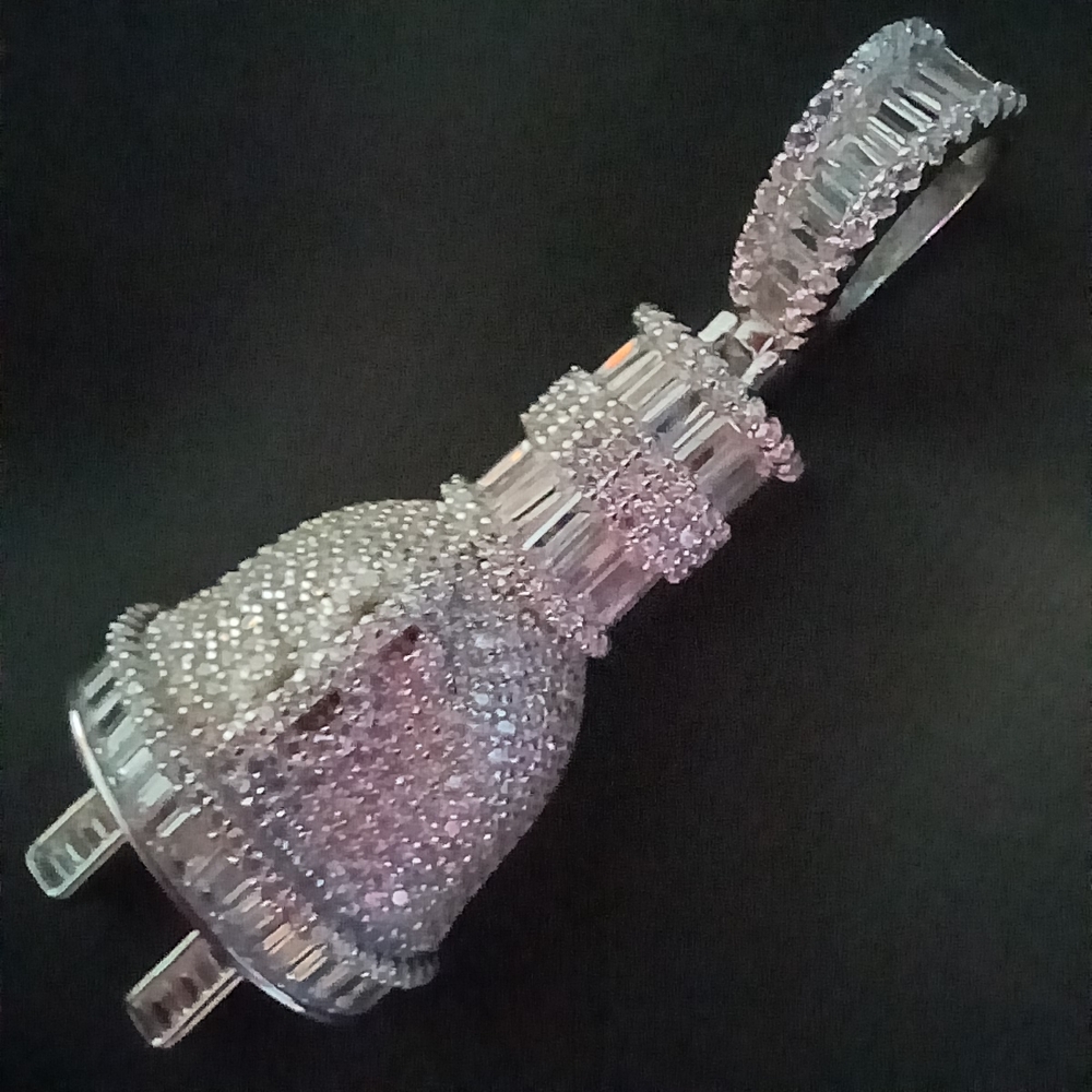 Silver Bell Pendant with Crystals